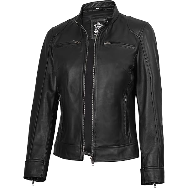 fjackets Real Leather Jacket Women - Cafe Racer Slim Fit Womens