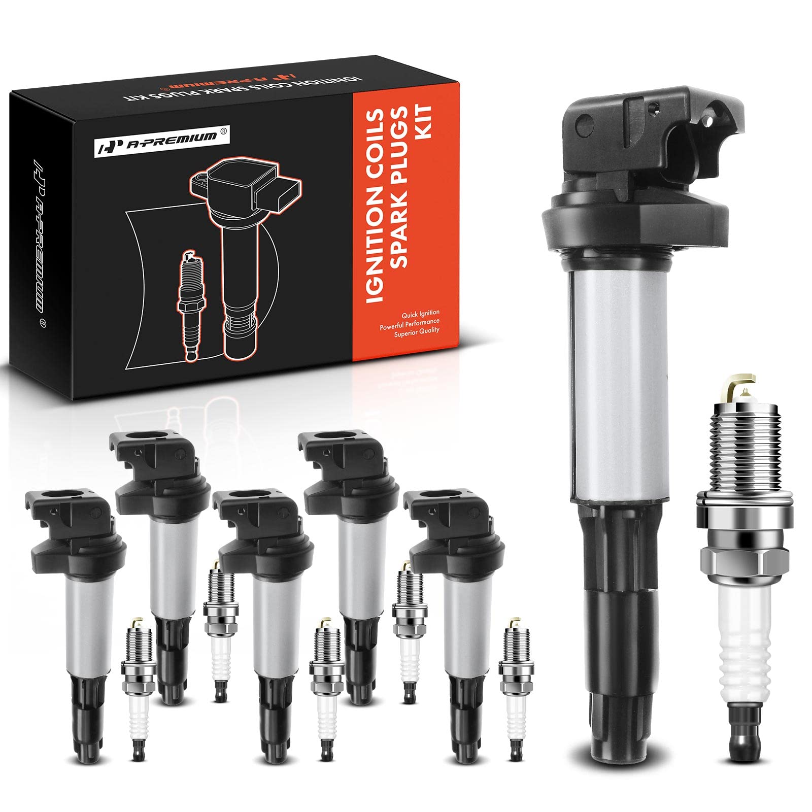 A-Premium Set of 6 Ignition Coil Pack and Iridium Spark Plugs ...
