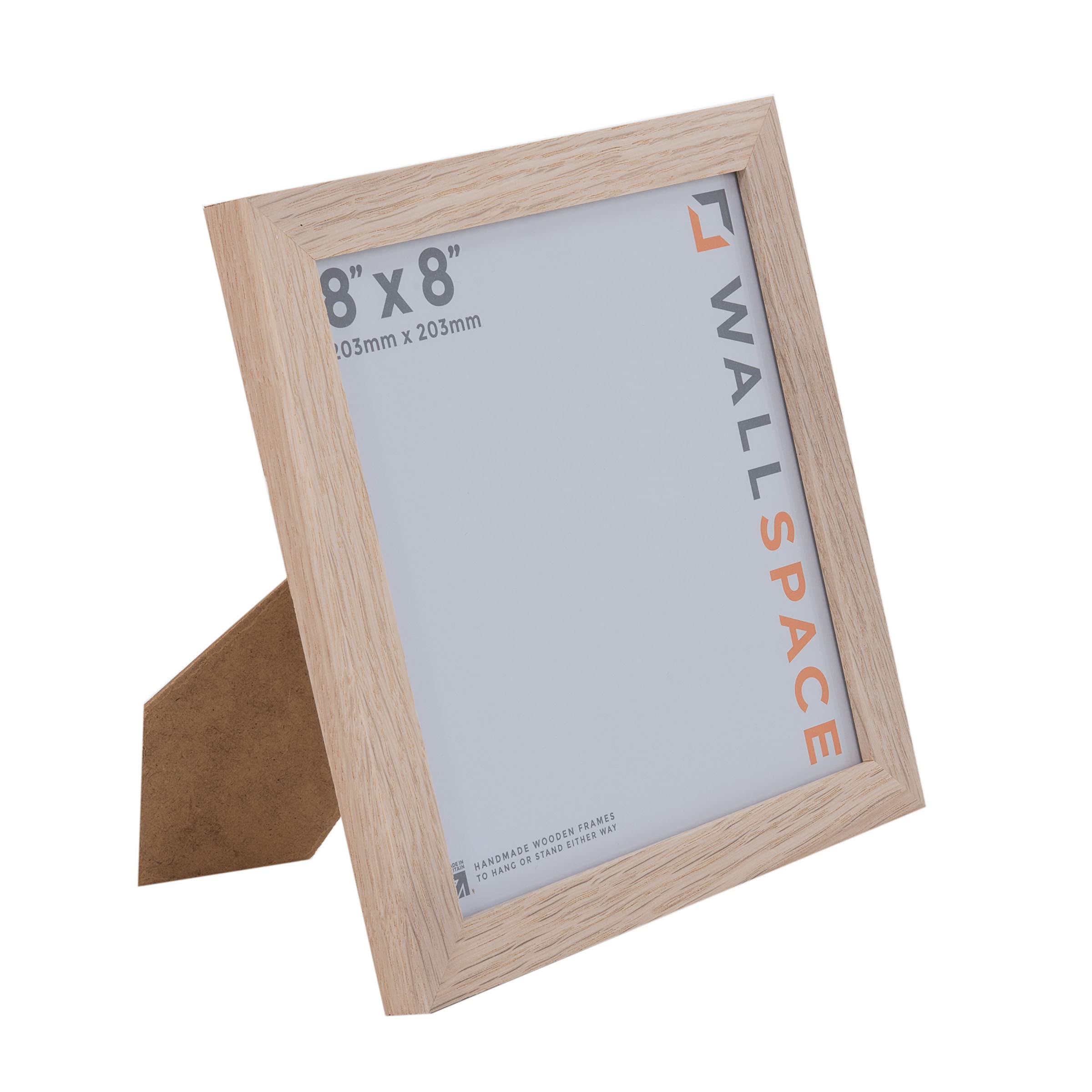 Wall Space 8x8 Oak Picture Frame | Oak Photo Frame 8x8 | 8 x 8 inch | 203x203mm | 20.3x20.3cm | Square | Real Wood with Glass | Handmade Wooden Made in UK — image 1