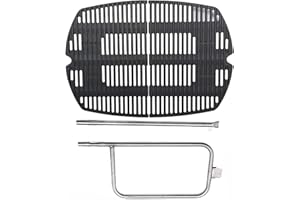 SafBbcue 7646 7584 Cast Iron Grate and 65032 Grill Burner Compatible with Wber Q300, Q320, Q3000, Q3200, 57060001, 586002 Grills