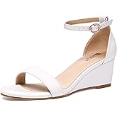 IDIFU Wedge Sandals Heels for Women Dress Shoes Open Toe with Ankle Strap for Wedding Bridal Evening Cocktail