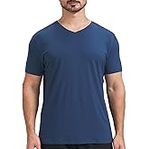 netdraw Men's Ultra-Soft V-Neck Bamboo Viscose Cotton T-Shirt, Moisture-Wicking Cooling Lounge Casual Pajama Tees