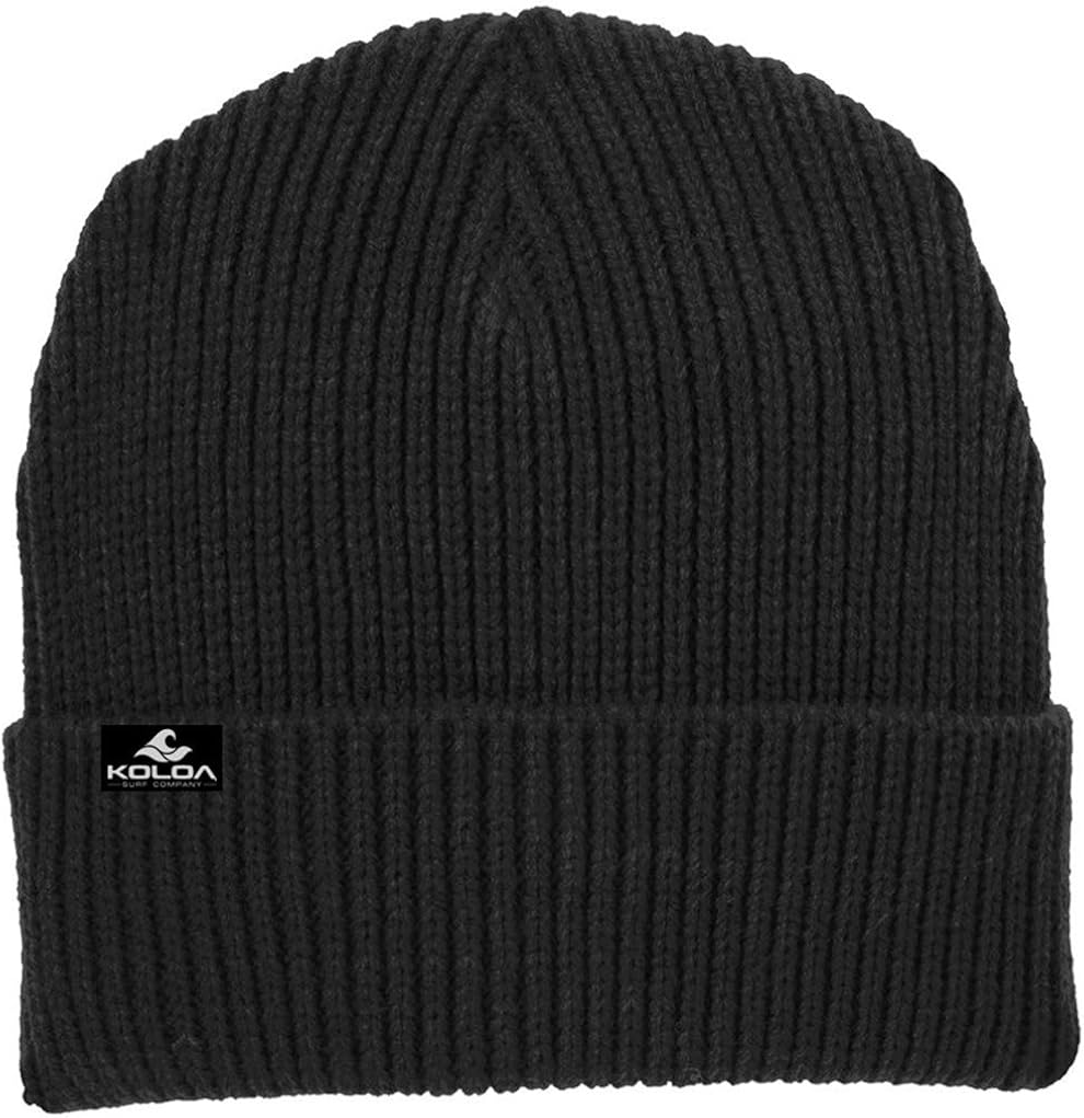 Joe's USA Koloa Surf Heavyweight Watch Hat Knit Ribbed Beanie Cap in 4 Colors