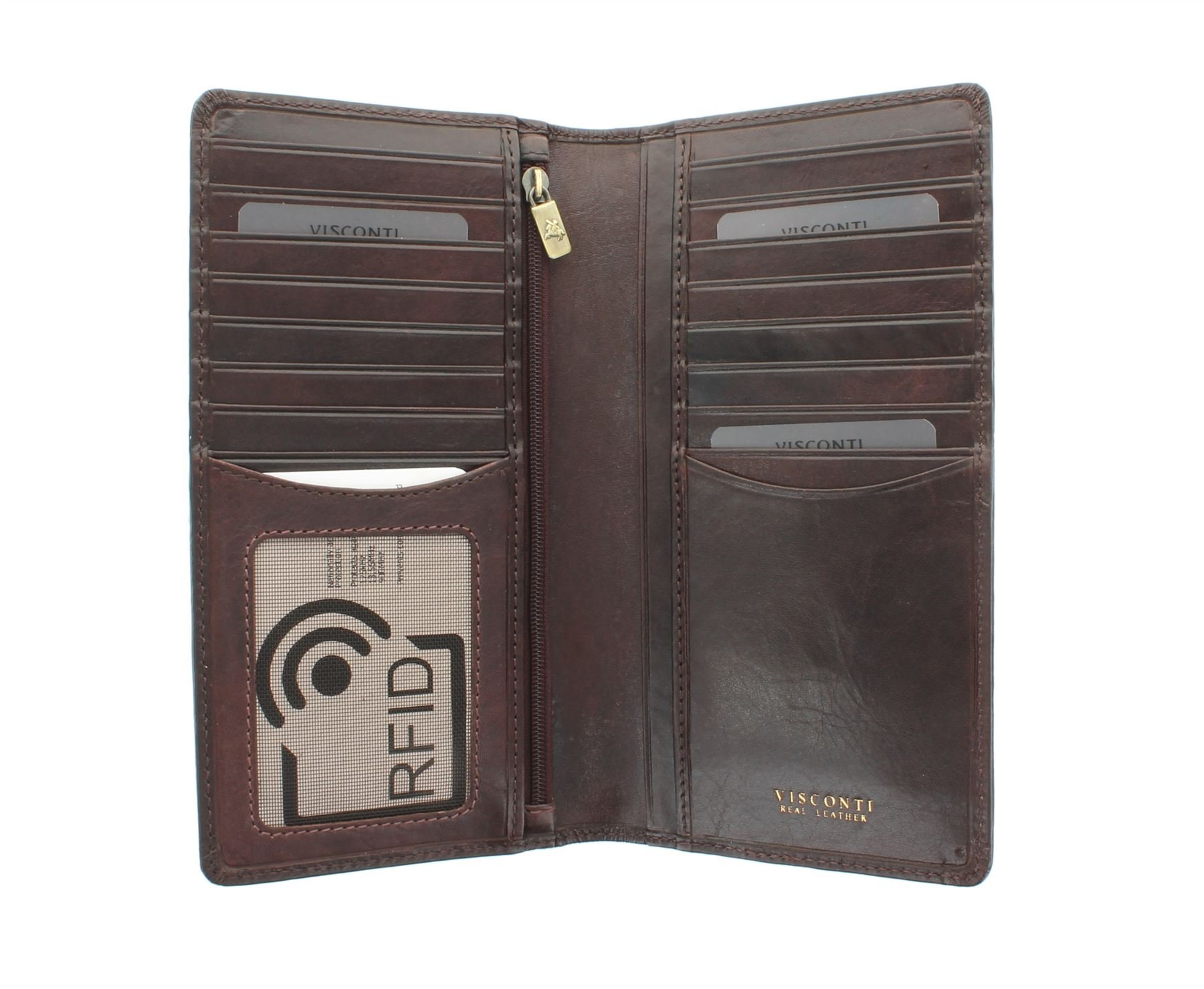 VISCONTI Tuscany Collection Carrara Leather Jacket Wallet RFID Protection TSC45 Brown