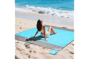 covacure Extra Large Beach Blanket Sandproof Waterproof - 108"x85" for 7-8 Adults, Oversized Portable Beach Mat with Zipper Pockets, Lightweight Durable Outdoor Accessories for Camping, Travel, Hiking