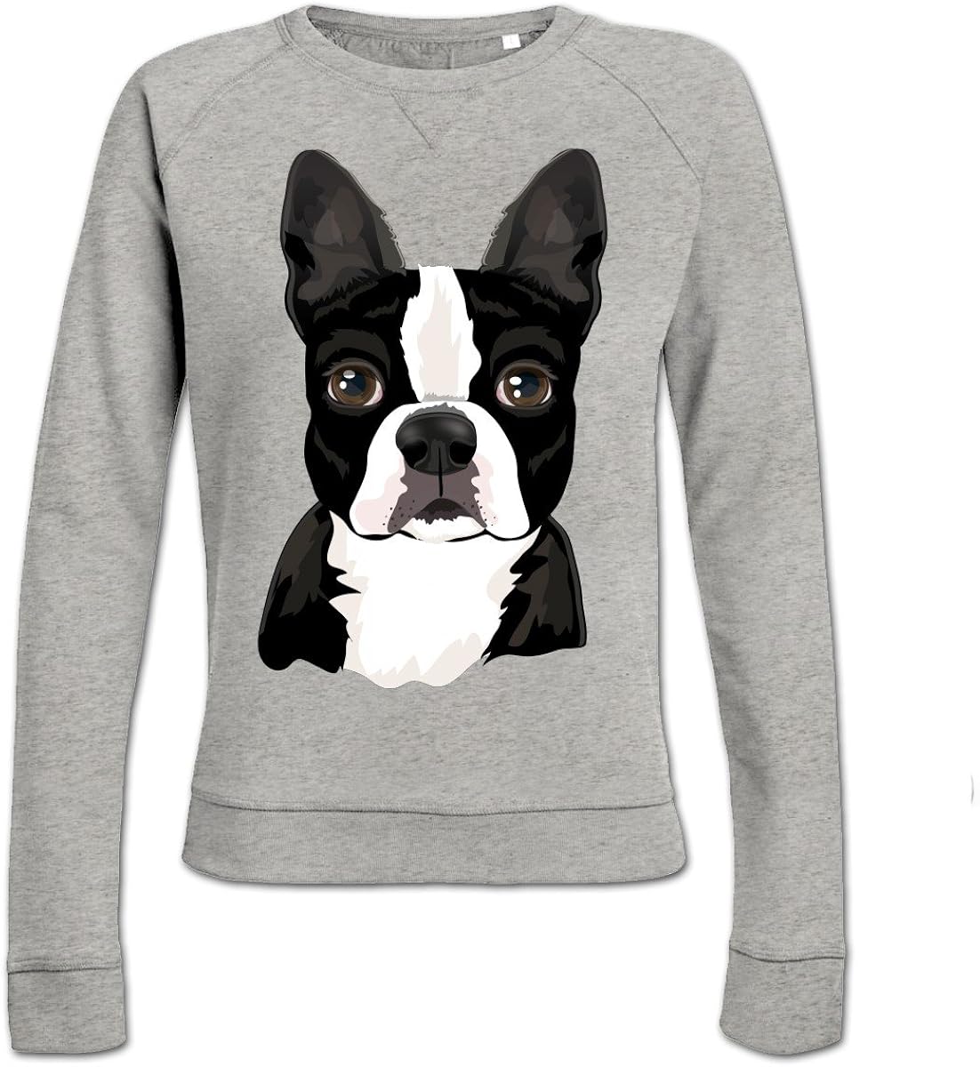 Shirtcity Boston Terrier Head Realistic Women's Sweatshirt L Grey
