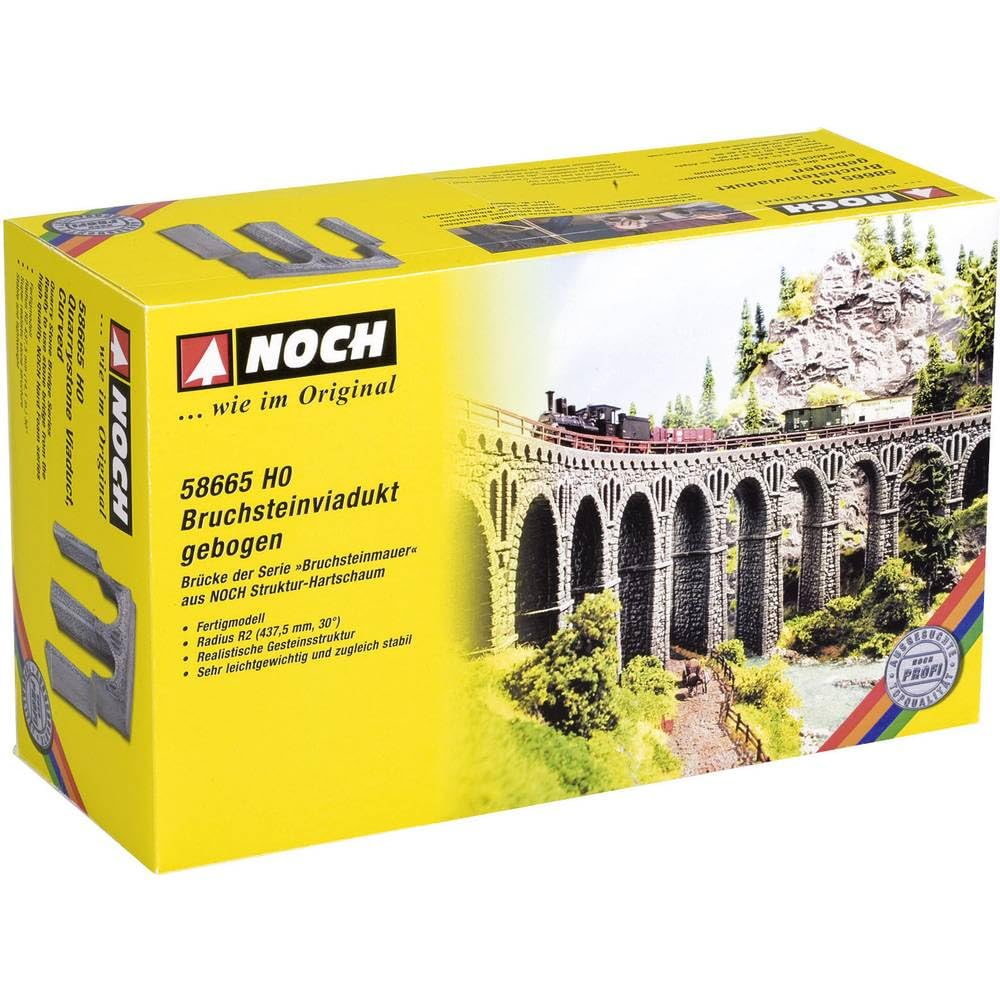 Noch 58665 437.5 mm, 30 Degree Curved Quarrystone Viaduct Landscape Modelling