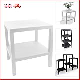 DIVCHI 2 Tier Side End Table White Storage Nightstand 2 Shelf Coffee Table view 6