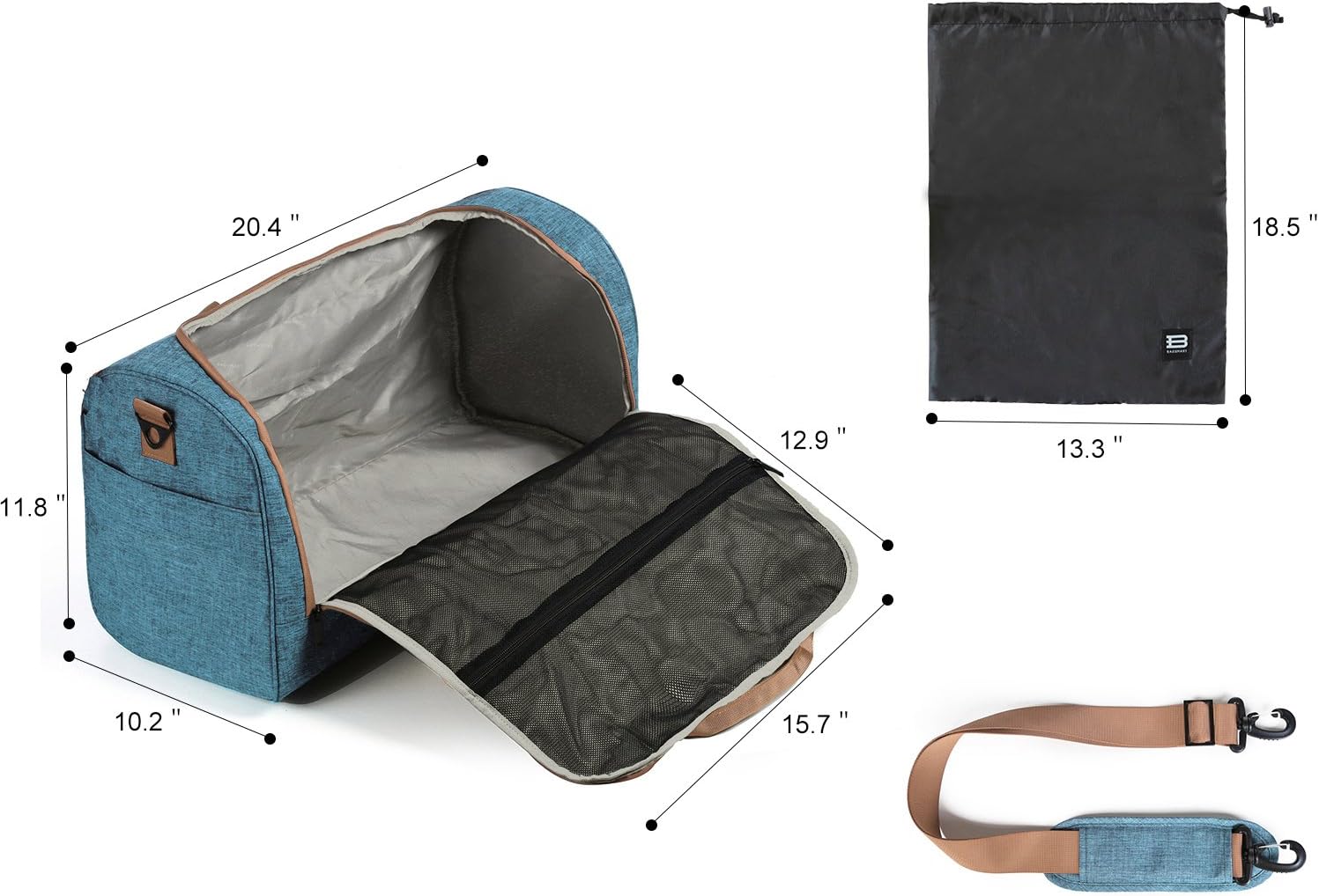 travel bag with separate shoe compartment