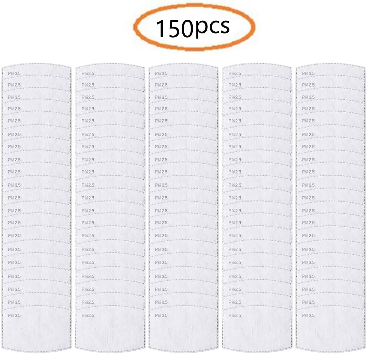 150pcs PM2.5 Activated Carbon Filter Mouth Mask Filters Breathing Insert Protective Mask Filter for Men Women,Anti Pollution Washable Cotton for Adults Outdoor Activities (150pcs)