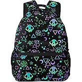 HKHEHOP Magic Skull Moon Star Gothic Backpack For School Laptop Bags Bookbag Big Casual Daypack For Student Girls Boys Kids Teens Travel Sports Work
