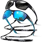 suoso Polarized Sports Sunglasses for Men: UV400 Protection Glasses Womens Wrap Around Goggles for Driving Fishing