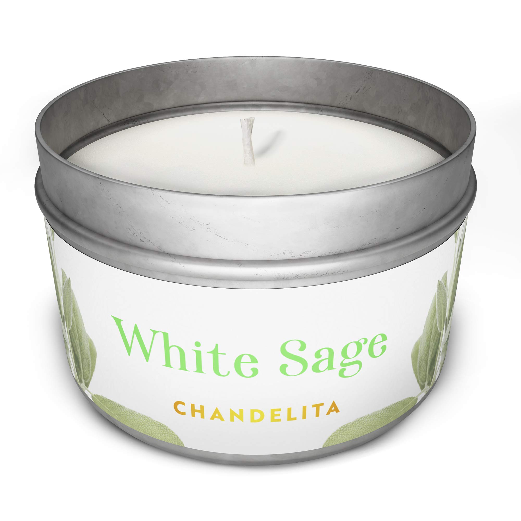 Chandelita White Sage Scented Candle for Blessing and Energy of the Environment with Soy Wax for Purification, Relaxation, Meditation and Chakra Healing