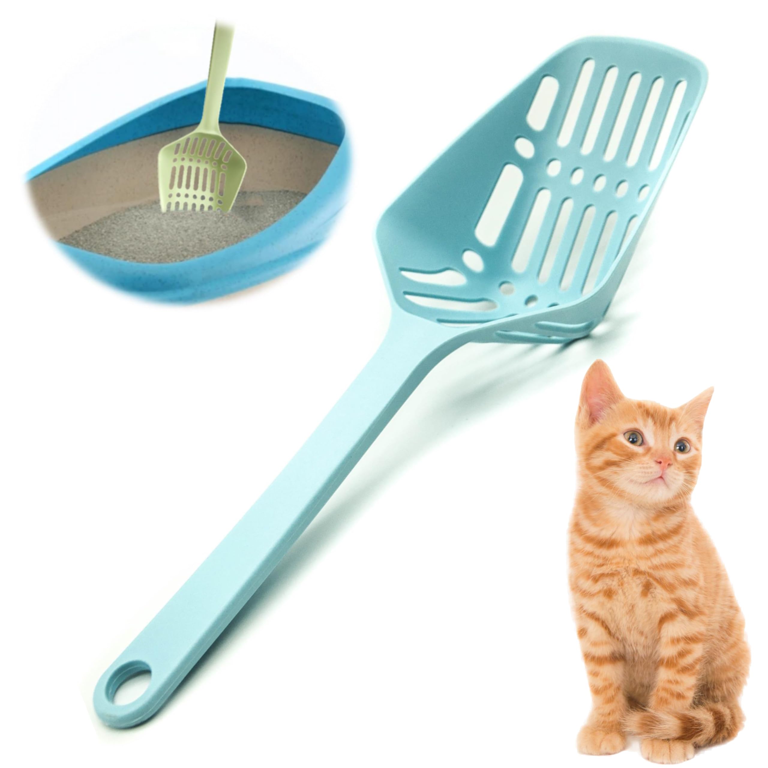 Petopedia Strong Cat Litter Scoop – Plastic Shovel for Cats Litters, Poop Scoop – Handy Sand Sifter, Sieve Cleaning Tool – Used with Litter Box and Trays for Cats & Kittens (Blue, Medium)