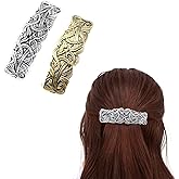 iRIIRIO 2pcs Viking Celtic Knot Hair Clips Vintage Hair Barrettes French Hair Clips Engraved Headwear for Women Girls (Silver, Bronze)