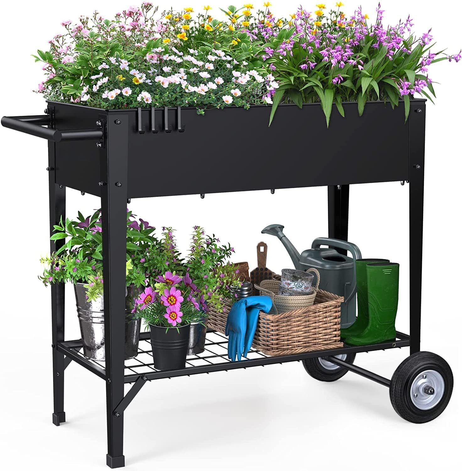 Photo 1 of Highpro Raised Bed Garden with Wheels and Legs, Mobile Planter Box Elevated on Wheels Portable Planter Cart Outdoor Indoor for Vegetable Herbs Potted Plants Flowers