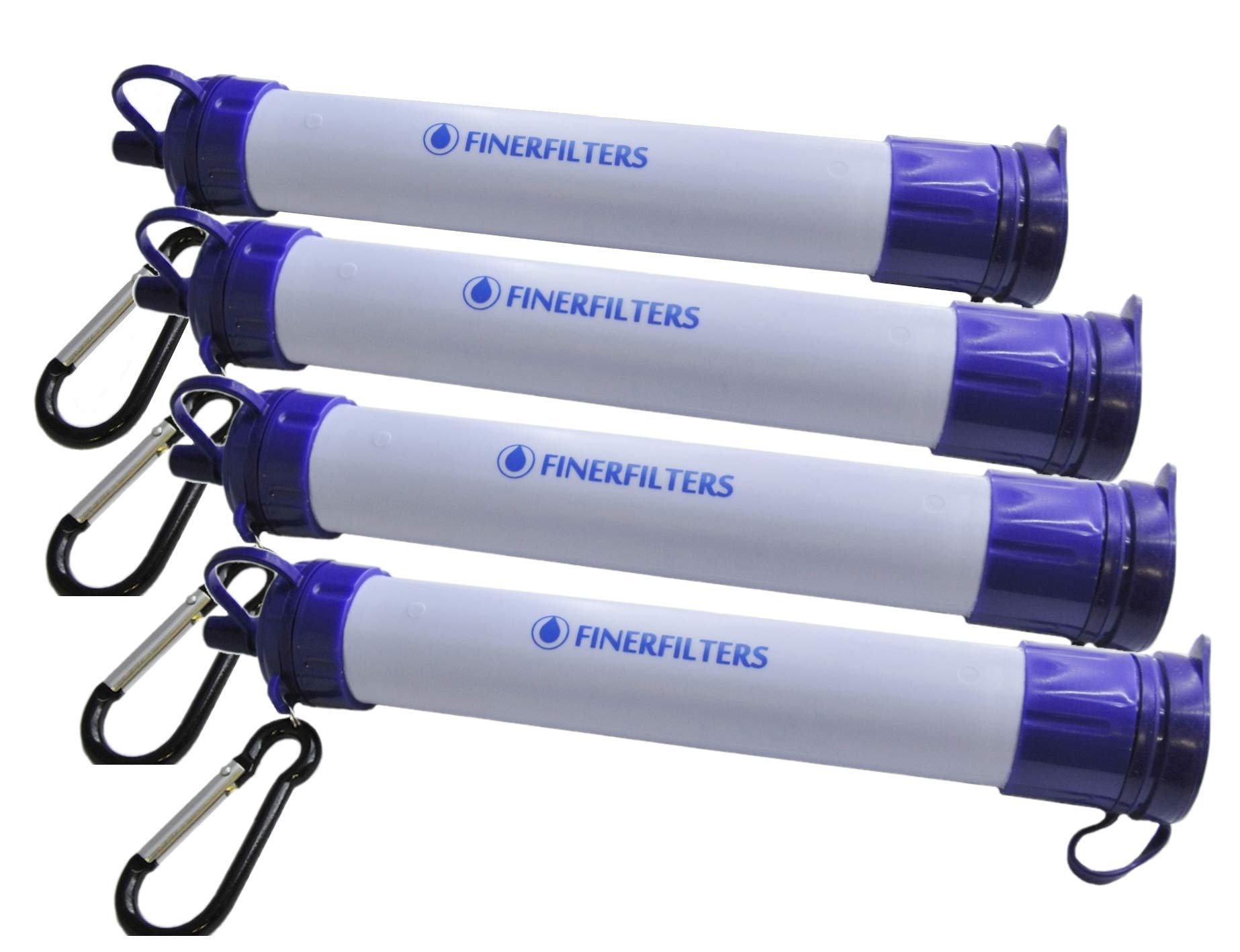 FINERFILTERS Personal Portable Water Filter Straw - 0.01 Micron Filter Membrane Provides Microbiological Water Purification, Ideal For Camping & Hiking etc. (4 Pack)