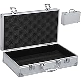 DOITOOL Aluminum Briefcase with Lock, Portable Tool Box with Padded Foam, Sliver Aluminum Briefcase for Men Women, Lockable Toolbox for Travelers Luggage Travel Cash (11.8x6.7x3.1 Inch)
