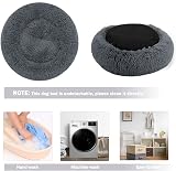 Nepfaivy Calming Donut Dog Cat Bed 15.75in Dark Grey Non-Slip Washable view 6