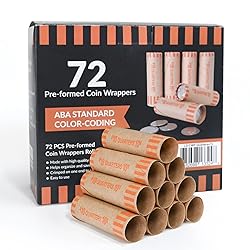 L LIKED 72 PCS Preformed Coin Wrappers Rolls-Quarters
