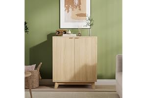 Sideboard Buffet Cabinet with Storage, Modern Fluted Accent Credenza with Doors & Adjustable Shelves, Wood Coffee Bar Console