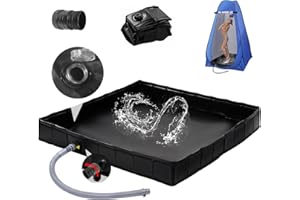 AYWOHA Upgraded Portable Shower Pan 41" x 41" x 5" with Mesh Storage Bag, Foldable Camping Shower Base & Floor with Detachable Drain Pipe Ideal for Camping, RV, Outdoor, Indoor and Portable Shower Stall