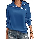 Womens Zipper Sweatshirt Turtleneck Long Sleeve Pullover Casual Loose Sweatshirts Top T Shirts