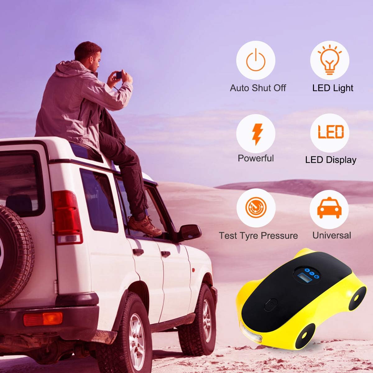 Digital Tyre Inflator Yellow Azipro 12v 1w 150psi Waterproof Portable Air Compressor Car Tyre Pump With