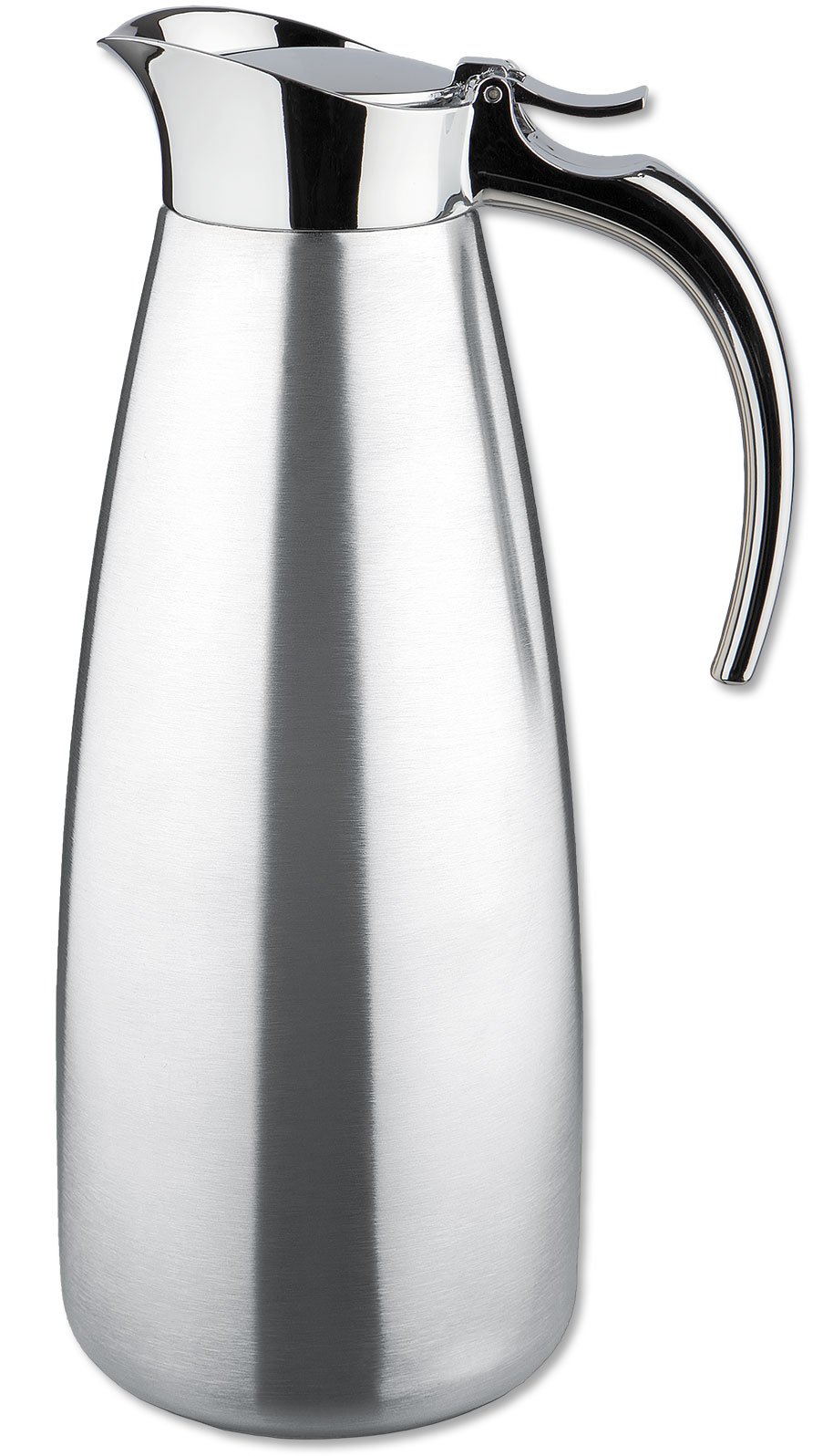 Isosteel VA-9345K 1 Litre 18/8 Stainless Steel Tableline Double-Walled Straight Shape Vacuum Pot with Flap Lid, Silver