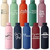 LemonRoad 10 Pcs Christian Gifts for Women Stainless Steel Water Bottles 17oz Christian Tumbler Bible Verse Cups Religious Gifts for Easter Religious Church(Assorted Color,Classic)