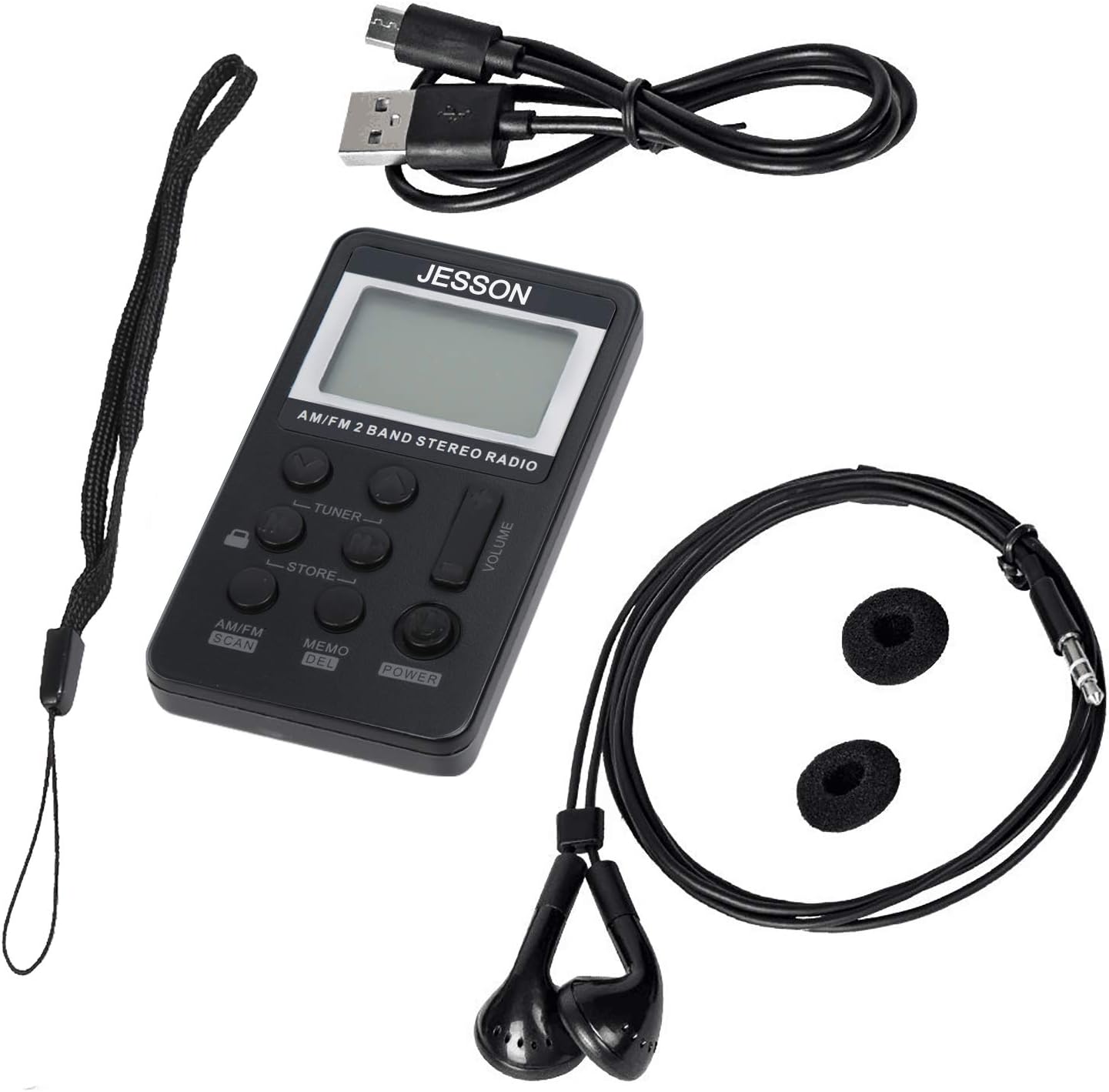 JESSON Personal AM FM Pocket Radio Portable Digital Tuning Stereo Radio with Earphone and Rechargeable Battery for Walk: Home Audio & Theater