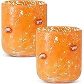 SiliFine 2 Pcs Football Party Glass Cups - 14 oz Football Icon Stemless Wine Juice Coffee Drinking Glasses for Game Sports Day Party Supplies Gift (Orange)