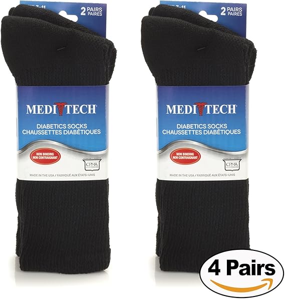 4 Pairs MediTech Diabetics Socks NonBinding Comfort (911 (Shoe size 6