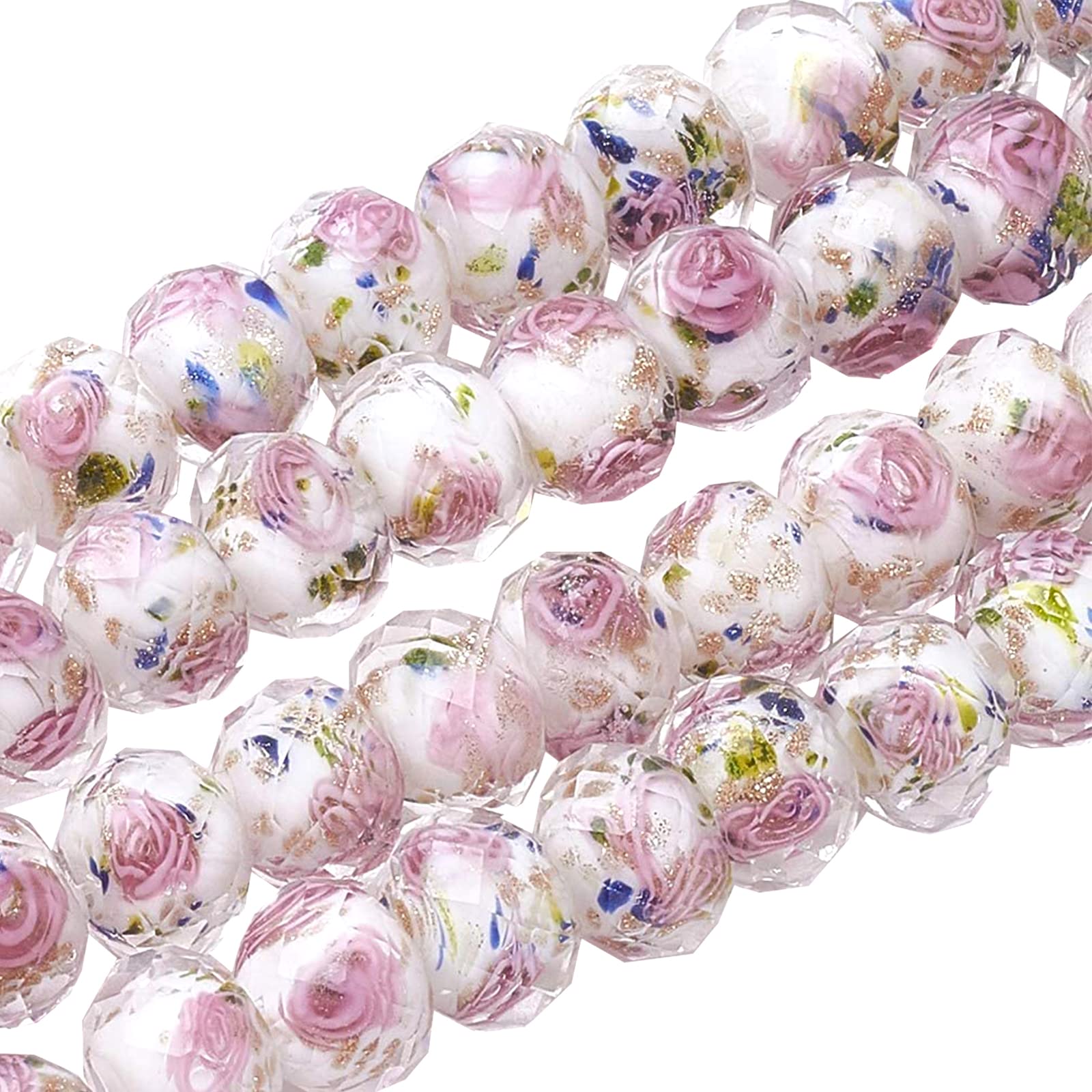 OLYCRAFT About 60pcs 9~10mm Gold Sand Lampwork Beads 2mm Hole Glass Handmade Beads Round Loose Spacer Beads for DIY Bracelet Necklace Jewelry Making โ image 1