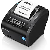 MUNBYN Bluetooth Thermal Receipt Printer 80mm Black USB Serial Ethernet | Compatible with Android Windows PC and iOS, does not Support PayPal DoorDash Grubhub, P047 POS Printer for Business Black