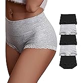 OPIBOO Women's Cotton Underwear,Ladies Soft Stretch Tummy Control Comfy No Muffin Panties Boyshorts