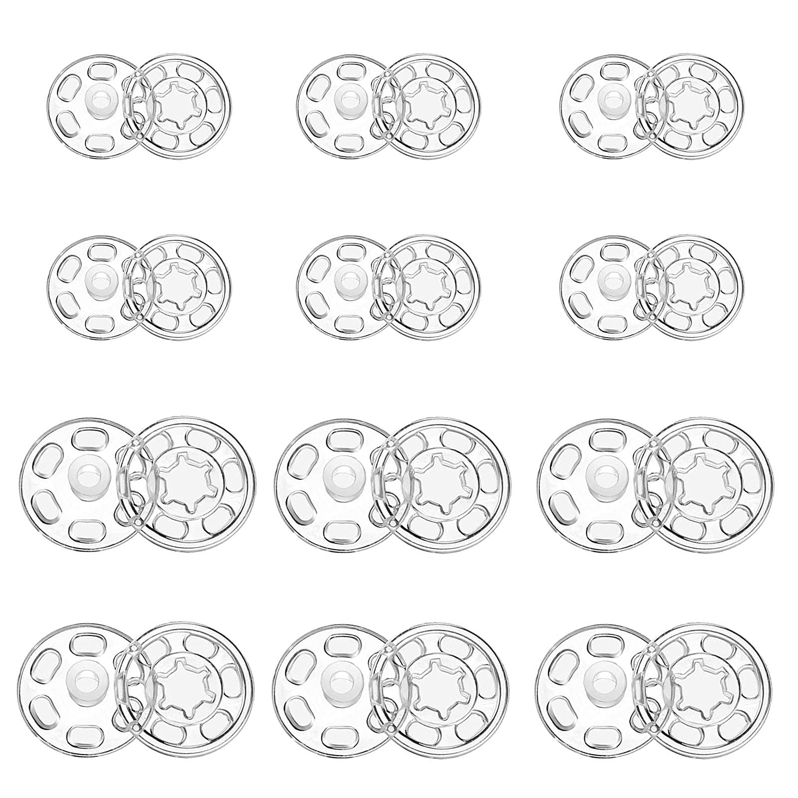 Milaosk 60 Pairs Plastic Buttons - Sew-on Snap Buttons, Invisible Plastic Snap Fasteners, Transparent Snaps for DIY Clothes, Shirt, Purse, Handbag (15,21 mm)