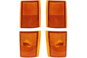 AUTOANDART Brock Replacement Driver and Passenger 4 Pc Set Upper & Lower Signal Side Marker Reflector Lights Compatible with 1988-1993 C1500 C2500 K2500 K3500 Pickup Truck