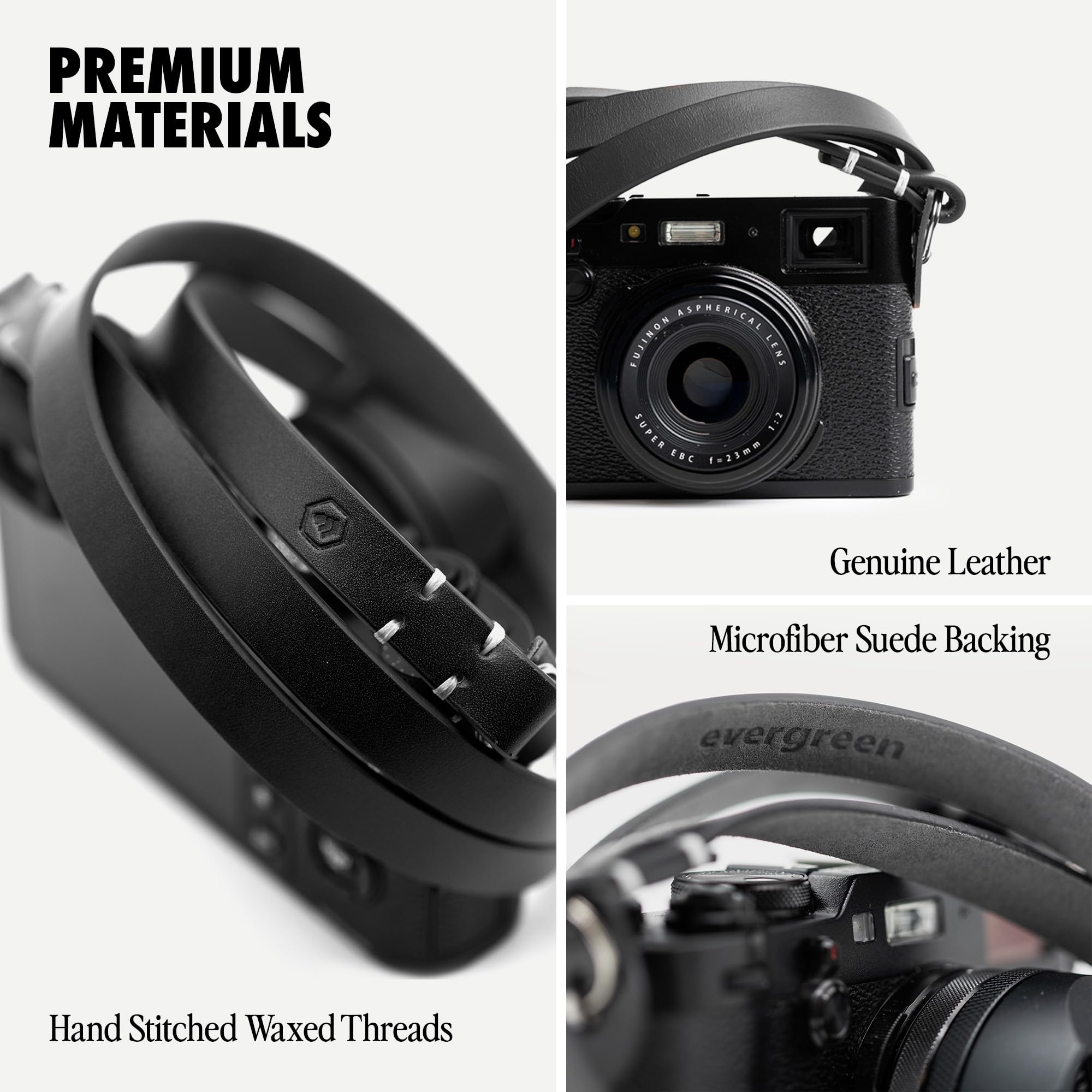 Evergreen Genuine Leather Minimalist Neck Shoulder Slim Camera Strap