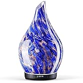 Porseme 280ml Essential Oil Diffuser Glass Color Changing Aroma Air Diffusers Aromatherapy Ultrasonic Cool Mist Humidifier 7 Running Hours Waterless Auto-Off for Sleeping, Yoga, Office (Deep Blue)