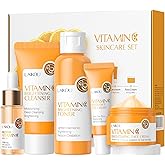 Vitamin C Skincare Set, Moisturizing Face Skin Care Kit with Facial Cleanser, Face Serum, Face Cream, Eye Cream, Toner For Hydrating Skin, Anti-Aging Skin