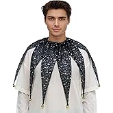 Auroeyfairy Jester Collar Mesh Pointed Clown Collar with Jingle Bell Adjustable Jester Neck Accessories Costumes, One Size