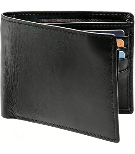 POKOFO RFID Blocking Genuine Leather Bifold Wallet for Men with