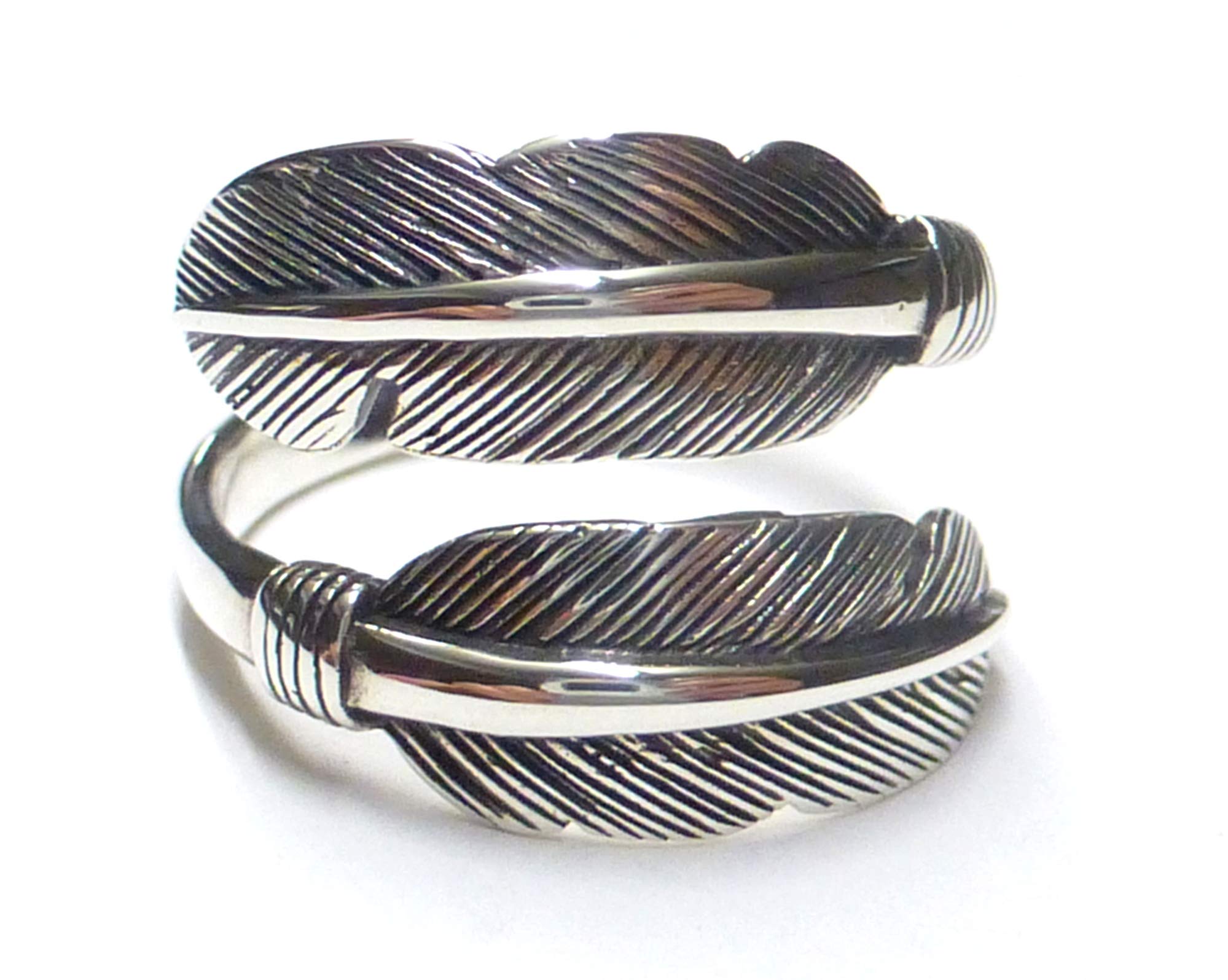 Silver Ring Open Band Ring Size 62 Size Adjustable Soul Feather Indian Jewellery Unisex, Sterling Silver, No Gemstone