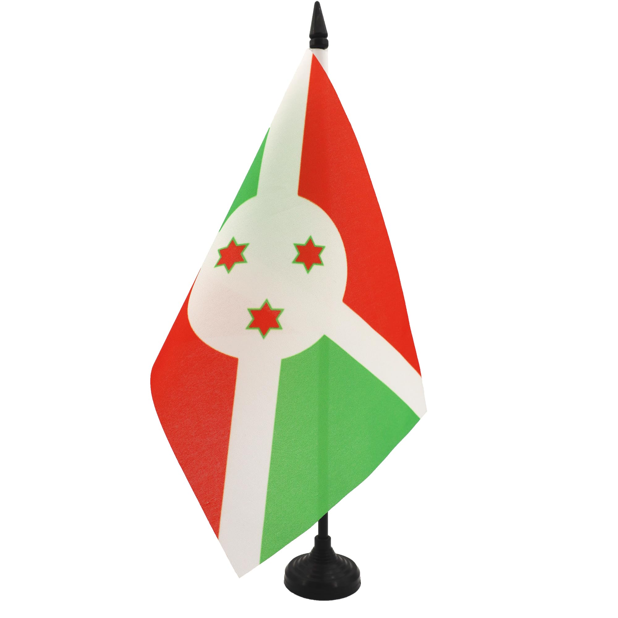 AZ FLAG Burundi Table Flag 5'' x 8'' - Burundian Office Decoration 100% Polyester 21 x 14 cm - Mini Desk Flag with Pole and Black Plastic Base