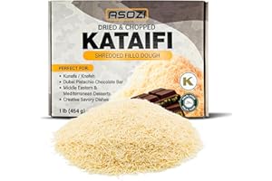 ASOZI Dried & Chopped Kataifi 1lb - Authentic Middle Eastern Cookie Dough & Puff Pastry for Dubai Chocolate Filling for Kunafa, Baklava, and Desserts - 32oz, Natural Ingredients