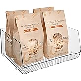 iDesign Stackable Open-Front Storage Bin, Extra Long Organizer for Kitchen or Pantry, Clear