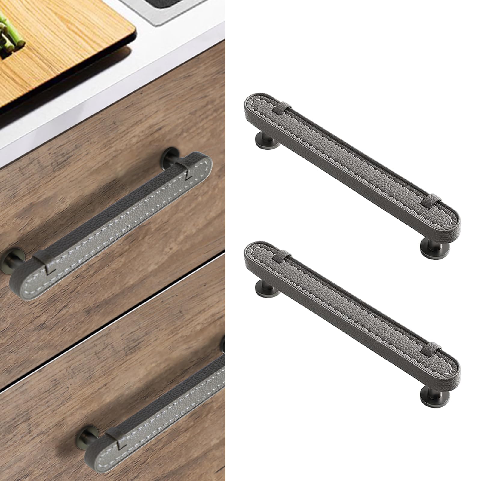 CcHhyyt 2 Pack Leather Cabinet Handle Pulls