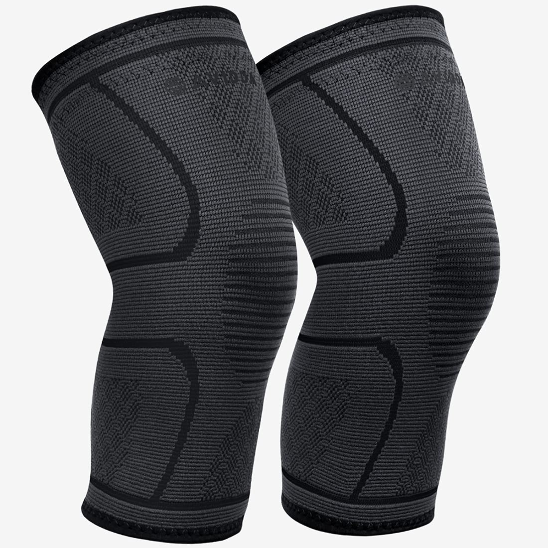 AVIDDA Knee Support Brace 2 Pack - Compression Knee Sleeves for Arthritis, Joint Pain, Ligament Injury, Meniscus Tear, ACL, MCL, Tendonitis, Running, Squats, Sports
