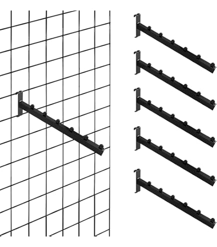 10-Pack Black Gridwall Waterfall Hooks - 17 Inch 6-Ball Hangers For Wire Grid Panels, Retail Display